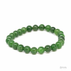 Baikalla Jewelry Natural Nephrite Jade 8 & 9.5mm Good Luck Beads Bracelet For Men & Women (9.5mm, 7.5in)