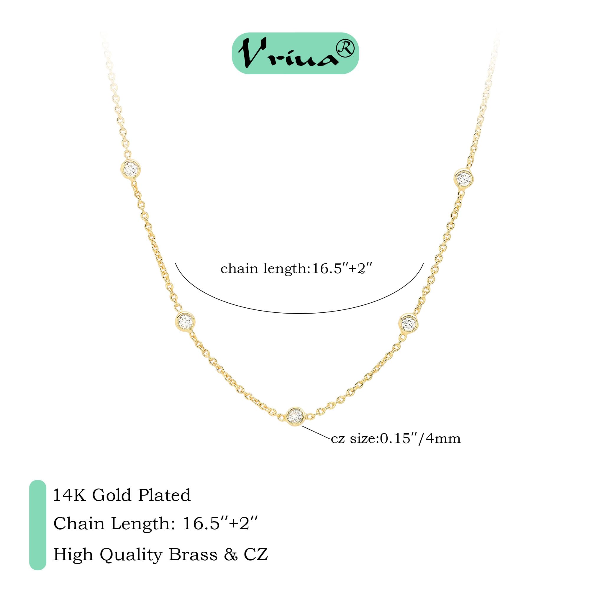 VRIUA Gold Necklace for Women,Dainty Gold Necklace 14K Gold Plated Gold Necklace for Women Diamond Necklaces for Women Everyday Jewelry Necklaces for Women