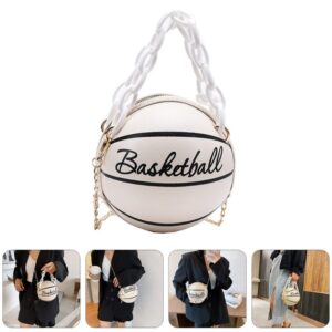 Basketball Shape Handbags Fashion PU Round Purse Tote Shoulder Bag Adjustable Strap Messenger Bag for Women Girls