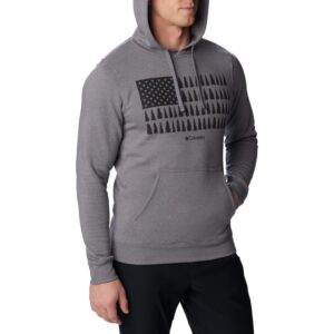 Columbia Men's Trek Graphic Hoodie, City Grey Heather/Treestriped Flag, XX-Large