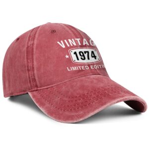 50th Birthday Gifts for Men Women Hats Vintage 1974 Limited Adition Red