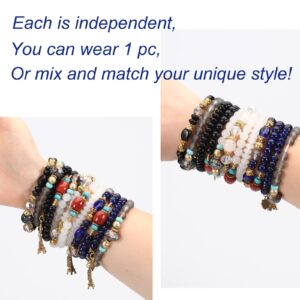 Stretch Bohemian Bracelets for Women Tower Love Owl Stackable Multilayer Colorful Beaded Charm Bracelet Friends Gifts Handmade Jewelry