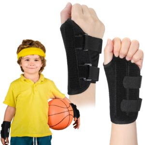 Konohan 2 Pcs Wrist Brace for Kids Youth Carpal Tunnel Black Splints Wrist Brace Night Support with Adjustable Compression Straps for Children Sports Sleep (Age 3-8)