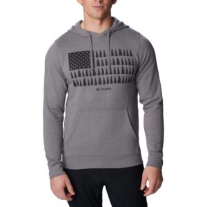 Columbia Men's Trek Graphic Hoodie, City Grey Heather/Treestriped Flag, XX-Large