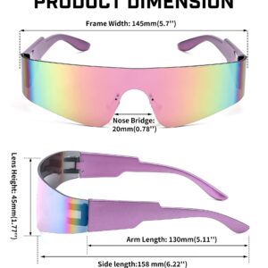 FEISEDY Futuristic Visor Punk Sunglasses Rimless One Piece Goggles Miorred Shades Women Men B2927