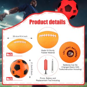 CHENGU 2 Pieces Glow in The Dark Football Set Light Up LED Soccer Ball Glowing Football Size 5 Glow Soccer Ball with Pump for Adult Kids Teenagers Boys Girls Night Indoor Outdoor Sport Game Training