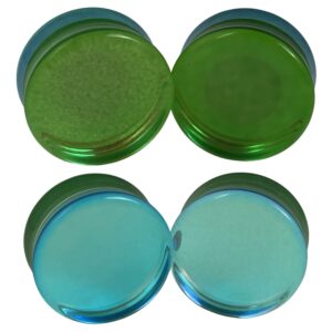 Mystic Metals Body Jewelry Pair of Green/Aqua Iridescent Double Sided Glass Plugs (PG-604) (00g (10mm))