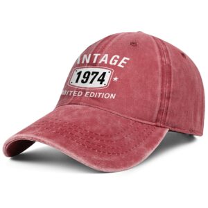 50th Birthday Gifts for Men Women Hats Vintage 1974 Limited Adition Red