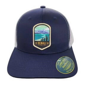 Denali Trucker Hat w/National Park Woven Patch (Navy/White)