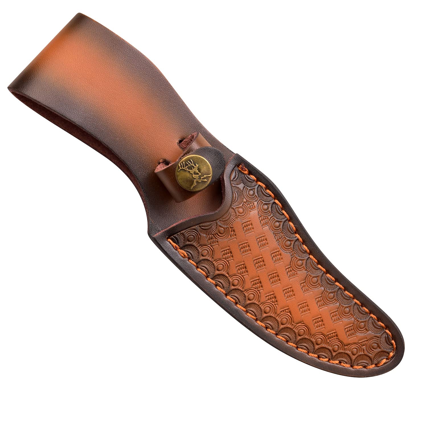 Elk Ridge - Outdoors Fixed Blade Knife - Genuine Damascus Stainless Steel Blade, Rose Wood Handle, Full Tang Construction, Includes Leather Sheath, Hunting, Camping, Survival - ER-299RDM, Brown