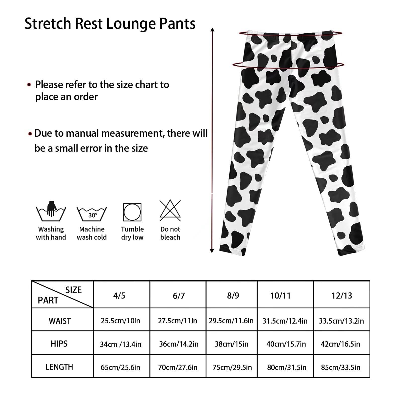 PZZ BEACH Cow Print Girls Active Legging Yoga Pants High Waist Tummy Control Dance Athletic Leggings