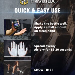 Hevislux Liquid Chalk. Improve Hand Grip for Gymnastic, Rock Climbing, Weightlifting. Quick-Drying Formula. Easy use, no Mess, Added Vitamin E. (250ml)