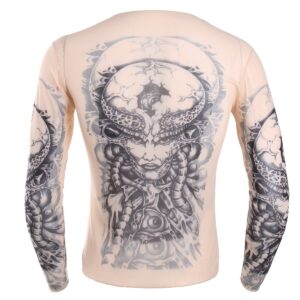 Nikiikoo Men's Sports Long Sleeve Elastic Cycling Fitness T-Shirt Fake Tattoo Tribal Inspired Print Tops Cuticolor One Size