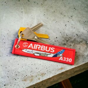 4 Pcs Pack Aviation Born To Fly Airbus Set A330, A340, A350, A380 Double Side Key Chain Keyring, Red