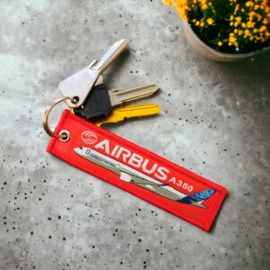 4 Pcs Pack Aviation Born To Fly Airbus Set A330, A340, A350, A380 Double Side Key Chain Keyring, Red