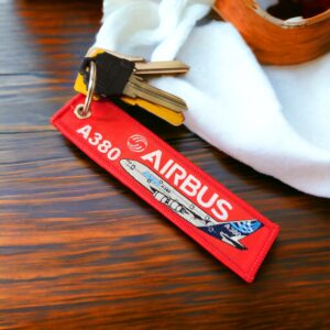 4 Pcs Pack Aviation Born To Fly Airbus Set A330, A340, A350, A380 Double Side Key Chain Keyring, Red