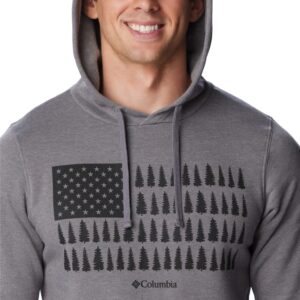 Columbia Men's Trek Graphic Hoodie, City Grey Heather/Treestriped Flag, XX-Large