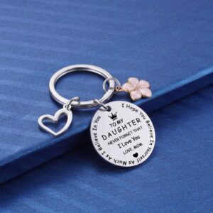 to My Daughter Keychain Gifts, Inspirational Graduation for Daughters from Mom, Sweet 16 18th 21st Birthday I Love You Keychain for Teen Girls