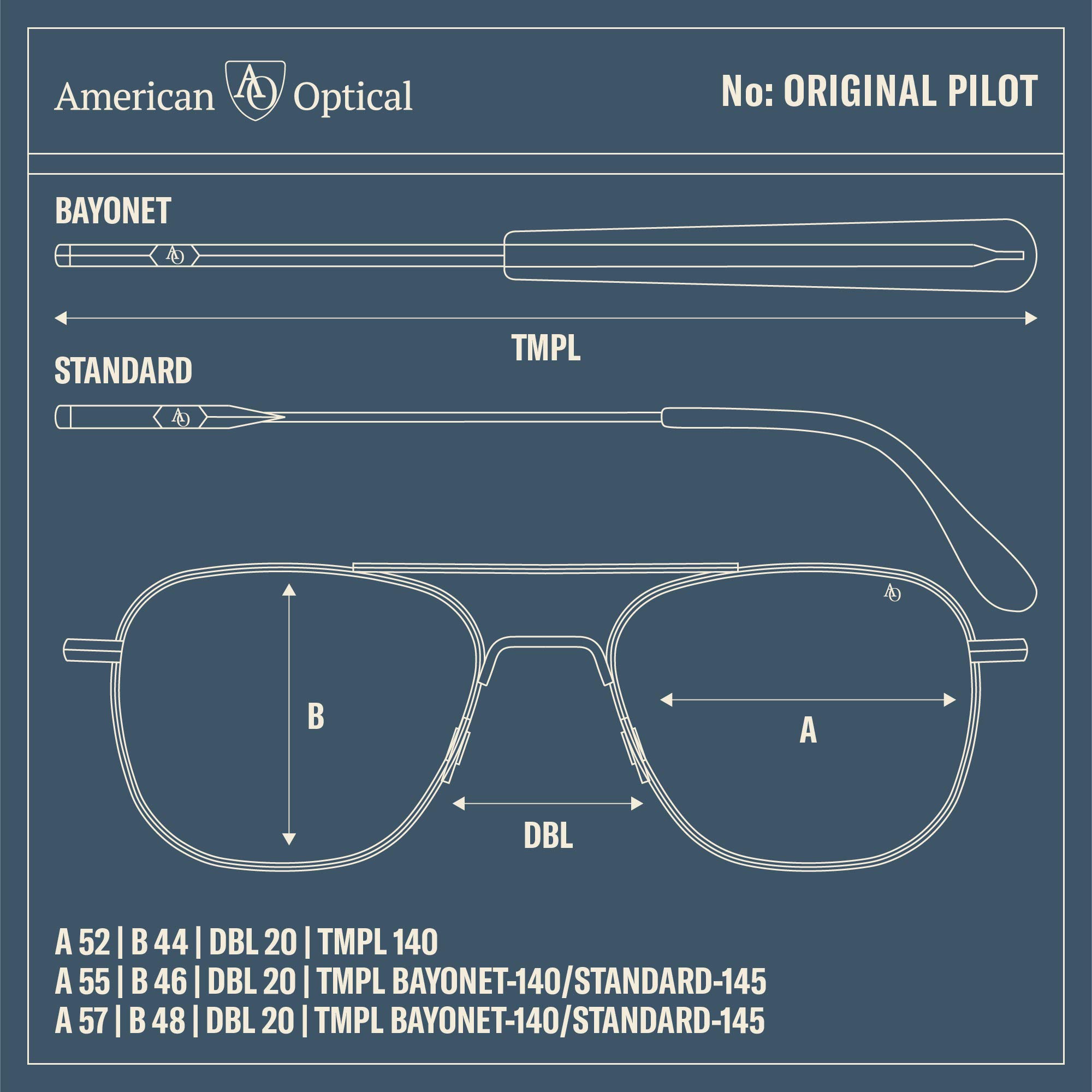 AO Original Pilot Sunglasses - Silver - SunFlash Silver Mirror SkyMaster Glass Lenses - Bayonet Temple - Polarized - 57-20-140