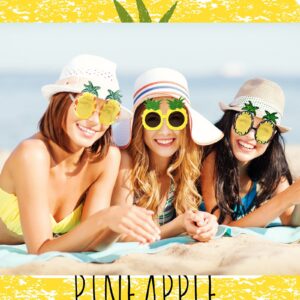 6 Pairs Pineapple Sunglasses Novelty Sunglasses Tropical Pineapple Glasses with 6 Styles, Hawaiian Sunglasses Fruit Shape Glasses Pineapple Party Favors for Summer Beach Luau Theme Party Accessories