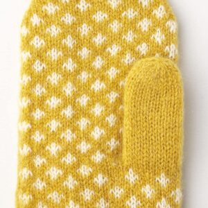 Hestra Unisex Isvik Wool Mittens for Cold Weather & Everyday Wear - Mustard/Offwhite - 8