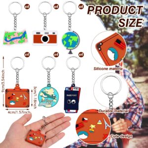 24 Pack Adventure Keychains Travel Party Key Chains Retro Voyage Portable Keyring for Retirement Farewell Birthday Baby Shower Carnival Party Decorations Camping Gift Accessories