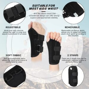 Konohan 2 Pcs Wrist Brace for Kids Youth Carpal Tunnel Black Splints Wrist Brace Night Support with Adjustable Compression Straps for Children Sports Sleep (Age 3-8)