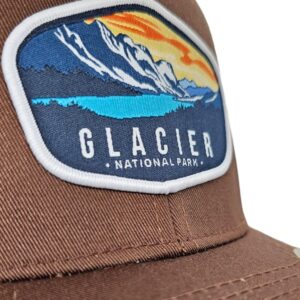 Glacier Trucker Hat w/National Park Woven Patch (Brown/Tan)