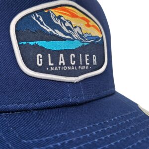 Glacier Trucker Hat w/National Park Woven Patch (Navy/White)