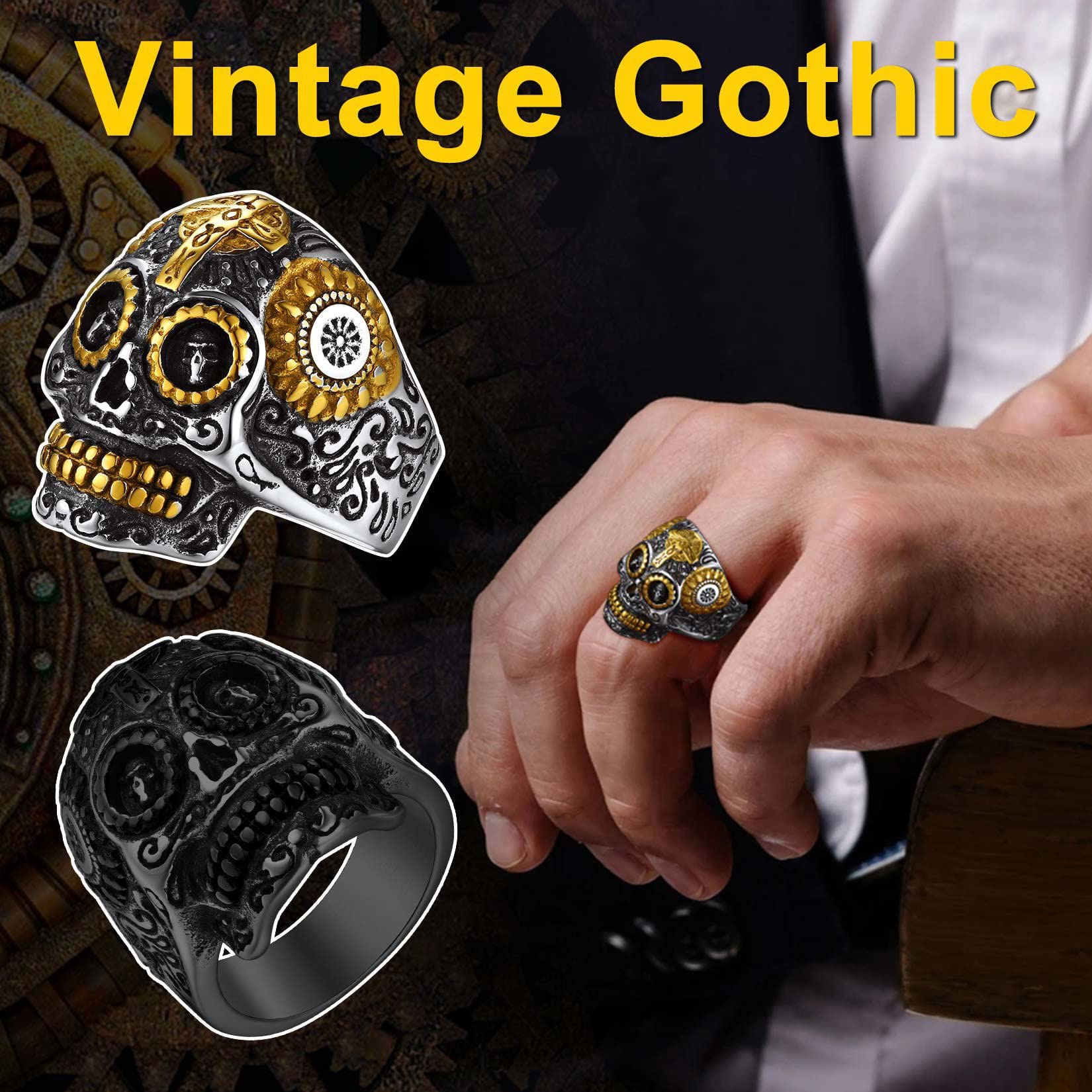 ChainsProMax Skeleton Ring Size 14 Gothic Rings for Women