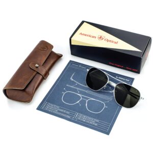 AO Original Pilot Sunglasses - Silver - SunFlash Silver Mirror SkyMaster Glass Lenses - Bayonet Temple - Polarized - 57-20-140