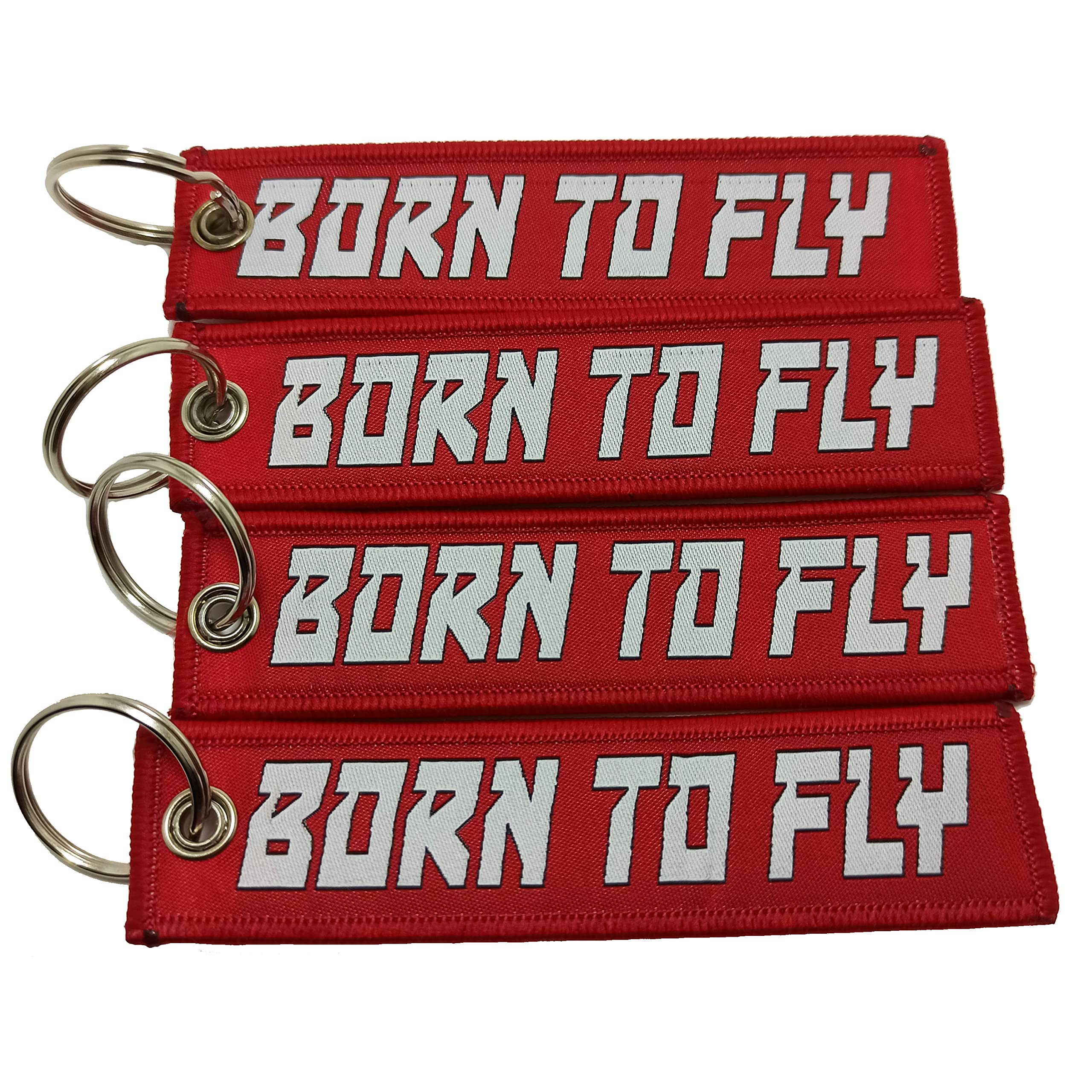 4 Pcs Pack Aviation Born To Fly Airbus Set A330, A340, A350, A380 Double Side Key Chain Keyring, Red