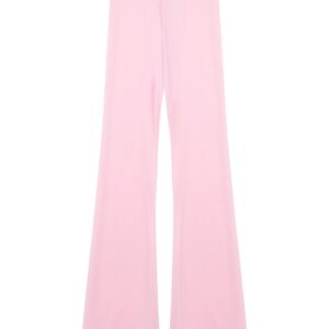 Jhaoyu Women Semi See-Through Zipper Crotch Flare Yoga Pants High Waisted Bootcut Wide Leg Workout Leggings Pink One Size