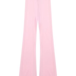 Jhaoyu Women Semi See-Through Zipper Crotch Flare Yoga Pants High Waisted Bootcut Wide Leg Workout Leggings Pink One Size