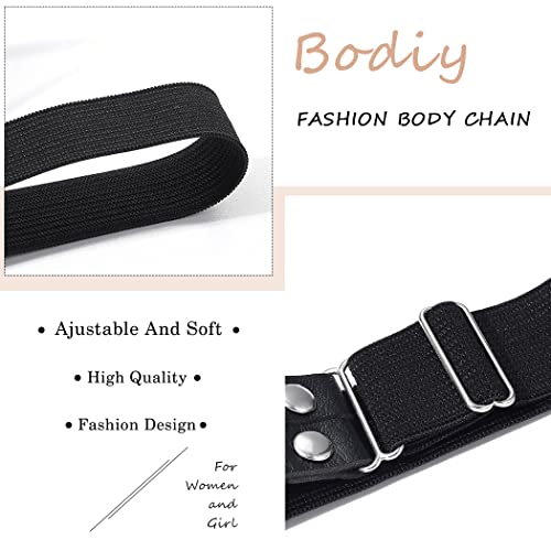 BODIY Women Punk Belt for Leg Black Thigh Straps Goth Heart Leather Leg Accessory Halloween Rave Body Chain