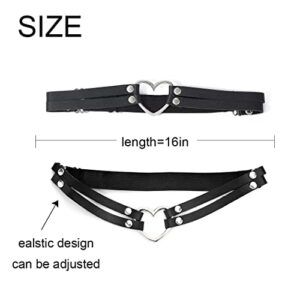 BODIY Women Punk Belt for Leg Black Thigh Straps Goth Heart Leather Leg Accessory Halloween Rave Body Chain