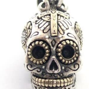 COSUMOSU Mexican Skull Sugar 1.18inch Cross 925 sterling silver Pendant