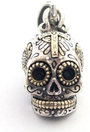 COSUMOSU Mexican Skull Sugar 1.18inch Cross 925 sterling silver Pendant