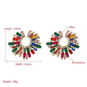 BiBeary Statement Earrings for Women Round Fashion Bohemian Pave Crystal Fashion Prom Party Pageant