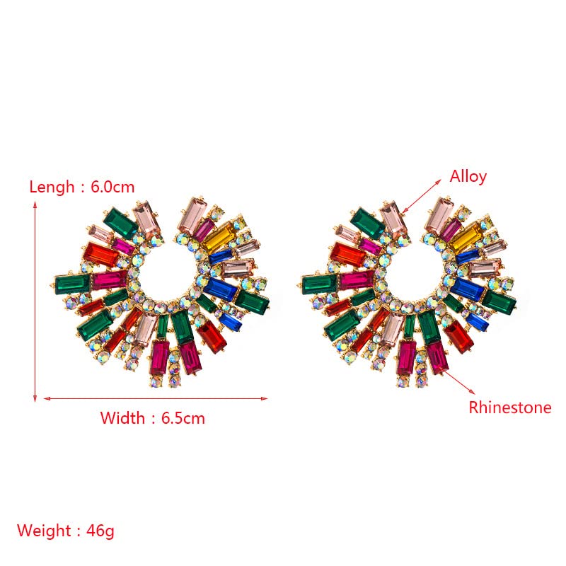 BiBeary Statement Earrings for Women Round Fashion Bohemian Pave Crystal Fashion Prom Party Pageant