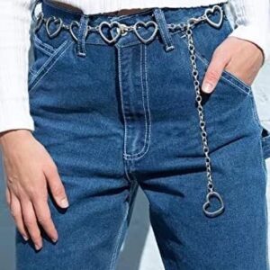 Zhang shine Fashion Long Tassel Love Hearts Pendant Silver Metal Waist Chain Women Adjustable Body Link Belts Body Belly Jewelry for Jeans Dresses