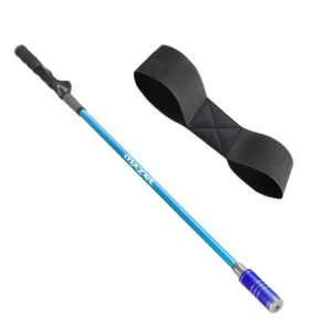 mazel golf swing trainer aid improve flexibility,tempo,rhythm,balance and strength | golf warm-up stick for chipping,driving and hitting,golf arm band included (blue)