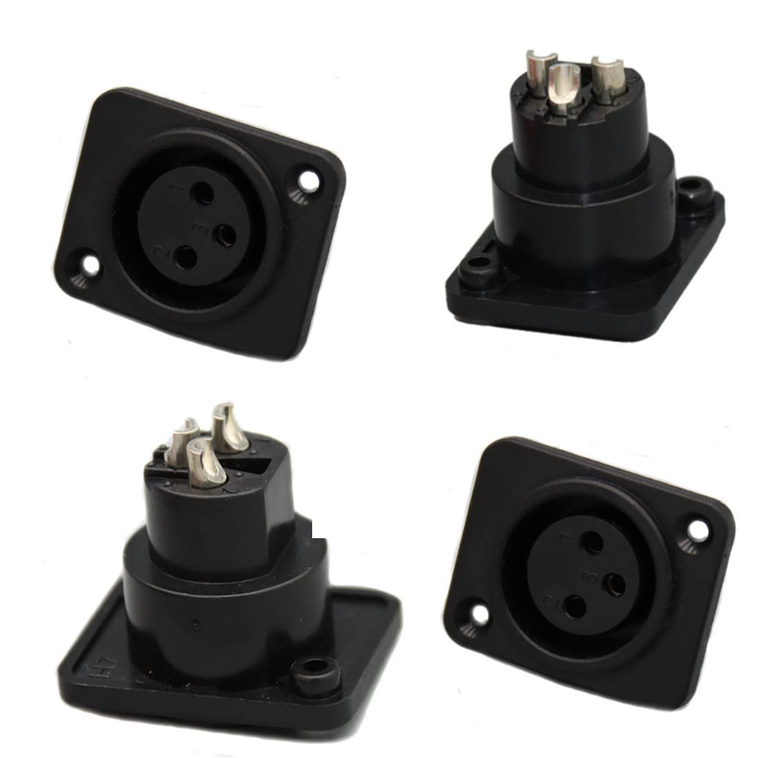 GDQLCNXB XLR Female Jack 3 Pin Panel Mount Jacks, XLR Female Socket Connector 10 Pcs,Black Plastic Housing.