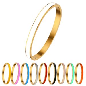 godyce love friendship bracelet bangle colorful orange enamel bangles bracelets for women teen girls party fashion bangles stainless steel jewelry birthday with gifts box (6mmwhite, stainless steel)