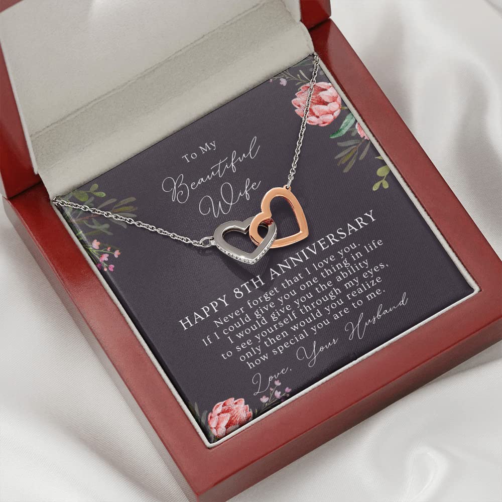 8th Wedding Anniversary Wife Gift – 8th Anniversary Necklace Gift For Wife – 8 Year Wedding Jewelry Gift For Her – 8 Year Anniversary Wedding Present – 8THV4-IH1