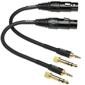 CNCESS CESS-210 XLR to 3.5mm TRS Adapter Cable with 3.5mm to 6.35mm (1/4”) Converter, Female to Male, Compatible with Microphone, Active Speakers, Stage, DJ, Studio Audio Console, 2 Sets