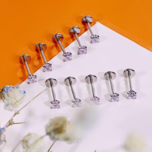 Xnsjeyy 20G Threadless Push in Lip Rings Nose Rings for Women 316l Surgical Steel Labret Jewelry Monroe Lip Rings Piercing Tragus Rook Helix Cartilage Forward Earring Piercing Jewelry 8mm Silver