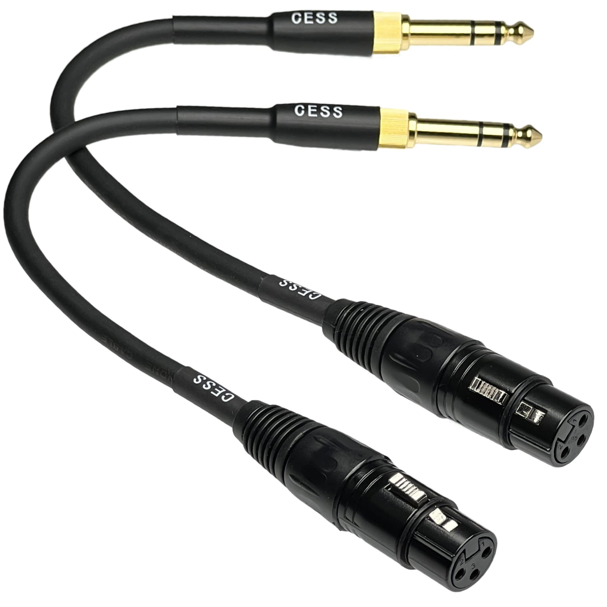 CNCESS CESS-210 XLR to 3.5mm TRS Adapter Cable with 3.5mm to 6.35mm (1/4”) Converter, Female to Male, Compatible with Microphone, Active Speakers, Stage, DJ, Studio Audio Console, 2 Sets