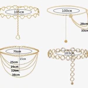 Zhang shine Fashion Long Tassel Love Hearts Pendant Silver Metal Waist Chain Women Adjustable Body Link Belts Body Belly Jewelry for Jeans Dresses