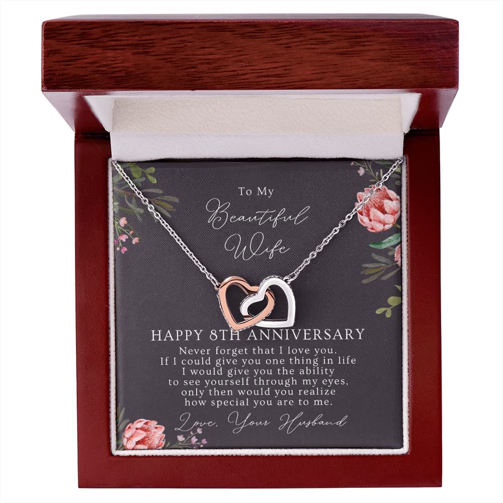 8th Wedding Anniversary Wife Gift – 8th Anniversary Necklace Gift For Wife – 8 Year Wedding Jewelry Gift For Her – 8 Year Anniversary Wedding Present – 8THV4-IH1